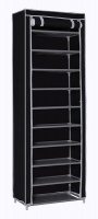 LASA 10 Tiers Rack with Cover Shoe Storage Cabinet Organizer Brown Photo