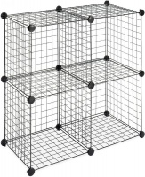 Fine Living Wire Convenient Cube Cabinet - Black - 4 Piece Photo