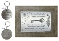 Zawadi 21st Birthday Gift Set Picture and Keyring for Daughter with Flower Design Photo
