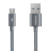 Romoss Micro USB to USB Nylon Braided 1m Cable Silver Photo