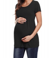 Absolute Maternity Short Sleeve Gathered Top - Black Photo