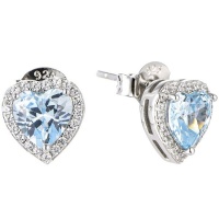 Kays Family Jewellers Heart Topaz Halo Studs on 925 Silver Photo