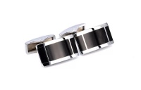 OTC Black & Silver H Design Rectangle Cufflinks Photo