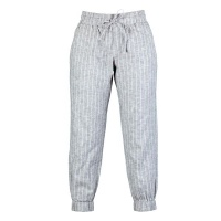 Giordano High Waist Linen Jogger Pants - Grey/White Stripe Photo