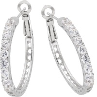 Simple Hoops with CZ in Silver Photo