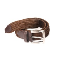 UAC Woven Style Elastic and Leather Mens Belt - Brown Photo