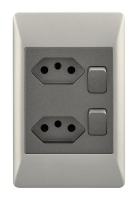 2 New RSA Sockets with 2 Switches For 2 x 4 Box in Silver Photo