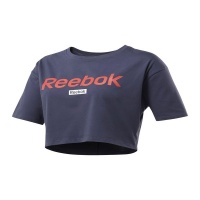 Reebok - Women's Linear Logo Crop Tee - Navy Photo