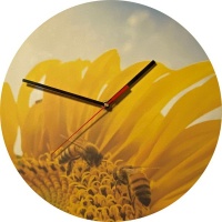 unXusa Clocks UnXusa - Canvas on MDF Wall Clock - Sunflower Bees Photo