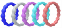 Silicone Wave Ring Stackable Set of 5 - Freedom Rings Photo