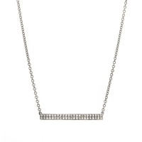 9Kt White Gold & Diamond Double Bar Necklace Photo