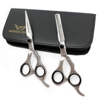 Pro Scissors Barber Hairdressing Scissor & Thinning Shear 6.5" Vintage Silver Series Set Photo