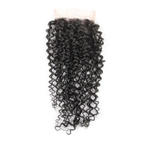 10 inches Brazilian Kinky Curl 4X4 Three Parts Closure Photo