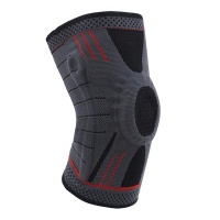 3D Knee Compression Sleeve Brace with Silicone Pad - Black & Red Photo