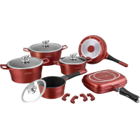 Royalty Line 15 Piece Marble Coating Cookware Set - Burgundy Photo