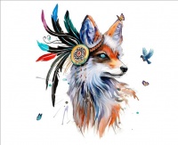 AOOYOU Color Splash Tribal Themed Fox Art Sticker for Wall Decoration Photo