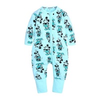 Full Zip Cotton Babygro Bodysuit - Mickey Mouse Light Blue Onesie Sleepsuit Photo