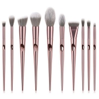 Manana Beauty 10 pieces Makeup Brush Set- Rose Gold Dented Handle Photo