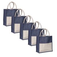 Love and Sparkles Love & Sparkles Cotton & Jute 5 pack eco shopper structured totes Blue Photo