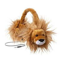 Animalz Furry Retractable Volume Limiting Over-the-Ear Headphones - Lion Photo