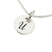 "Engraved Initial - U on 10mm sterling silver disc" Photo