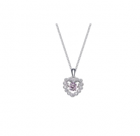 CDE 925 Sterling Silver Rose Dancing Crystal Heart Necklace With AAA Zircon Photo