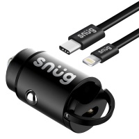 Snug Mini PD 30W Car Charger With Type-C To MFI Cable-Black Photo