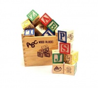 Educational ABC Wooden Blocks In Storage Box - 27 Piece Photo