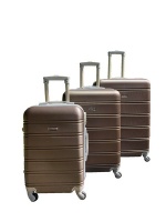 3 Piece Hard Outer Shell Premium Lightweight Luggage Set - Brown Photo
