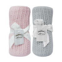 Mothers Choice - 2 Pack Cellular Baby Receiving Blankets - Pink & Grey Photo