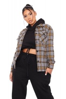 I Saw it First - Ladies Yellow Brushed Check Shacket Photo