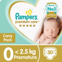 Pampers Premium Care - Size 0 Carry Pack - 30 Nappies Photo