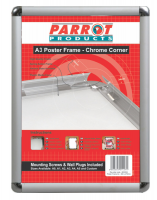 Parrot Poster Frame - Aluminium with Chrome Corners - A3 Photo