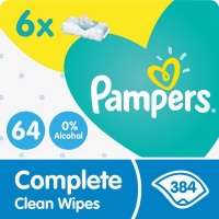 Pampers Complete Clean Baby Wipes - 6 x 64 - 384 Wipes Photo