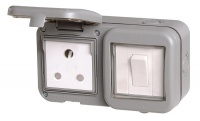 Stingray - IP55 Single Switch and Socket - Grey Photo