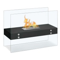 1green Floating Glass Freestanding Bio-Ethanol Fireplace - Black Photo