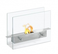 1green Table Styled Ethanol Fireplace - Stainless Steel & Glass Photo