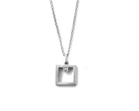 Why Jewellery Square Diamond Pendant and Chain - Silver Photo