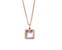Why Jewellery Square Diamond Pendant and Chain - Rose Gold Plated Photo