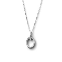 Why Jewellery Oval Diamond Pendant and Chain - Silver Photo