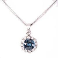 Civetta Spark Brilliance Pendent - Made With Swarovksi Crystal In Montana & Sterling Silver Chain Photo