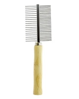 MCPets - Double Sided Metal Comb With Wooden Handle Photo