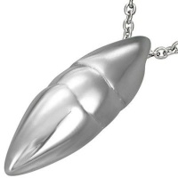 Jewelworx Stainless Steel 3D Geometric Oval Invisible Bail Pendant Photo