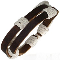 Jewelworx Fashion Double Wrap Rope Adjustable Brown Leather Bracelet Photo
