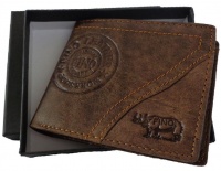 Fino Men's Genuine Leather Wallet with Sim Card Holder HL-002/Ryo - Brown Photo