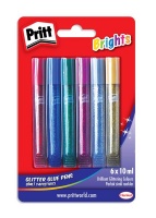 Pritt Glitter Glue Pens BRIGHTS 6's Photo