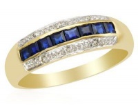 Sapphire Miss Jewels - Natural Square & 0.03ctw Diamond Engagement Ring in 10ct Yellow Gold Photo