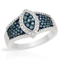 Miss Jewels - 0.58ctw Natural Blue & White Diamond Dress Ring in 10ct White Gold Photo