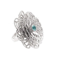 Dahlia Flower Ring - Blue Topaz - Sterling Silver Photo