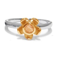 Forget Me Not Flower Ring - Orange Citrine - Yellow Gold Photo